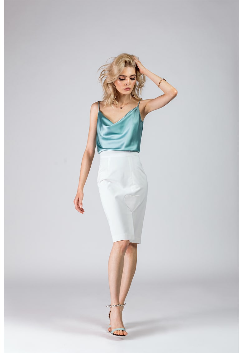 Fusta creion midi cu slit lateral