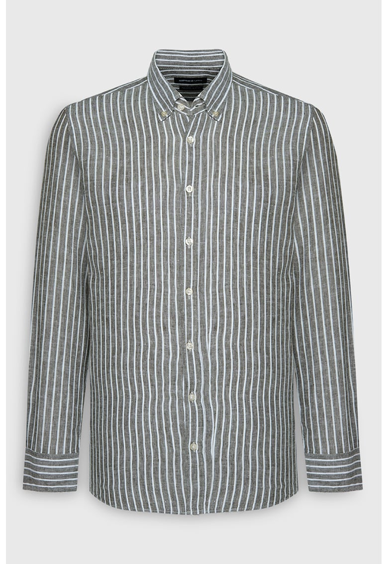 Camasa din amestec de in cu model in dungi