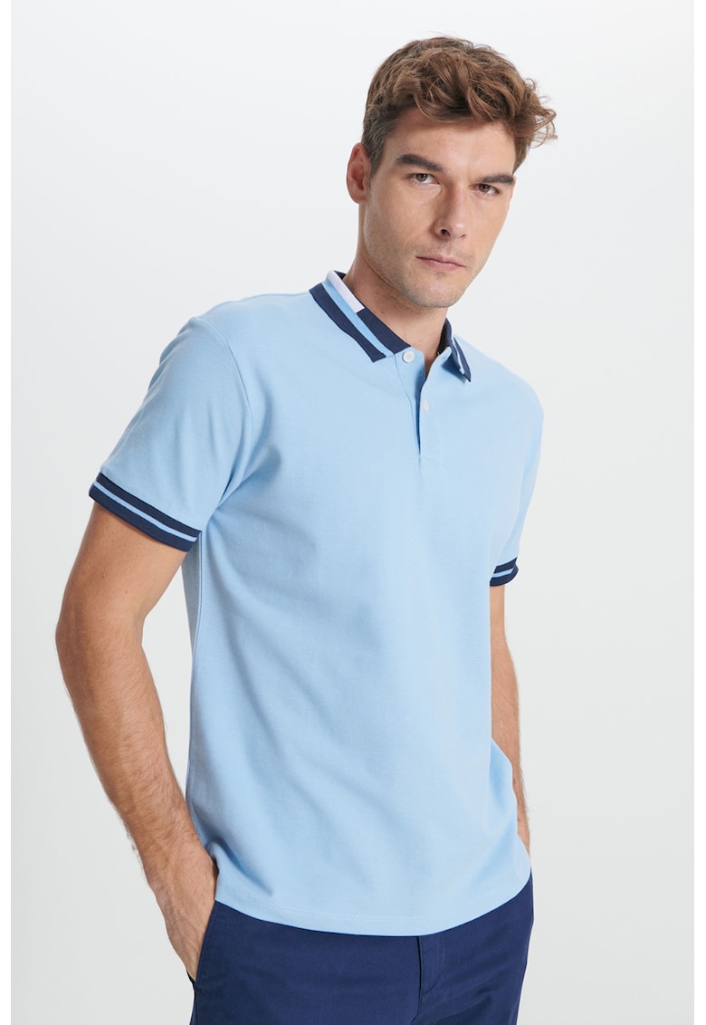 Tricou polo de bumbac cu detalii contrastante