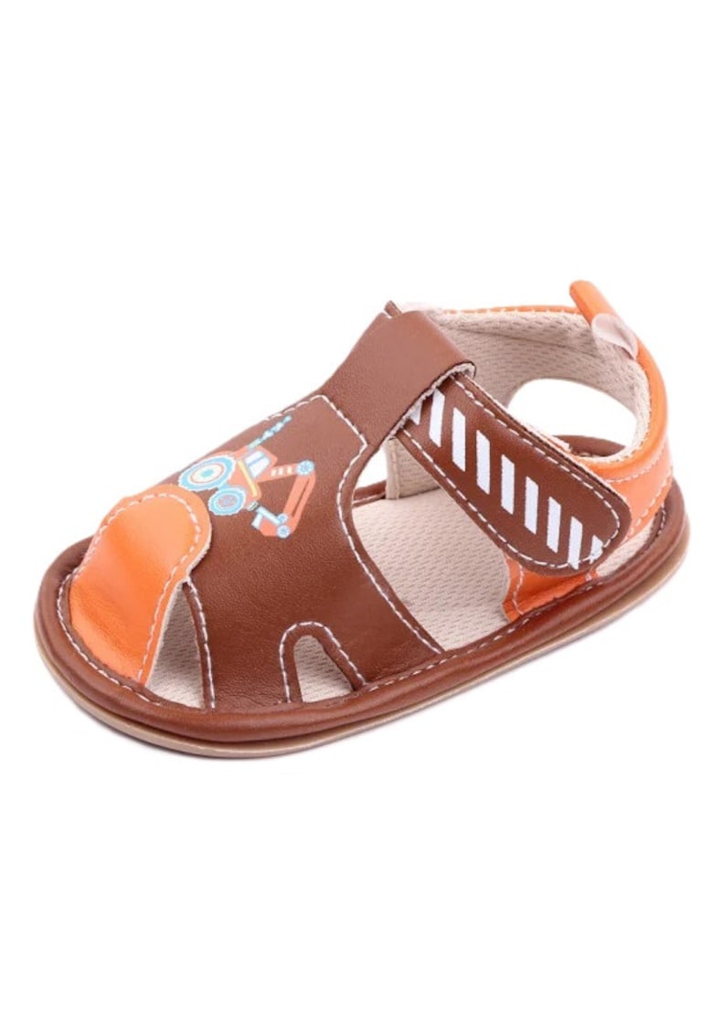 Sandale Model Masinuta - Casual - Piele ecologica - Baieti - Maro