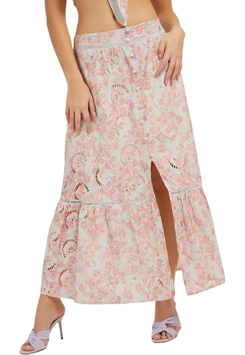 Fusta maxi din bumbac cu model floral