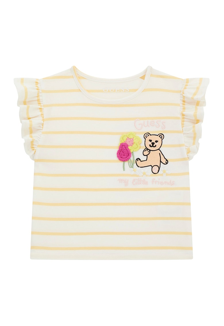 Tricou cu decolteu la baza gatului si model in dungi