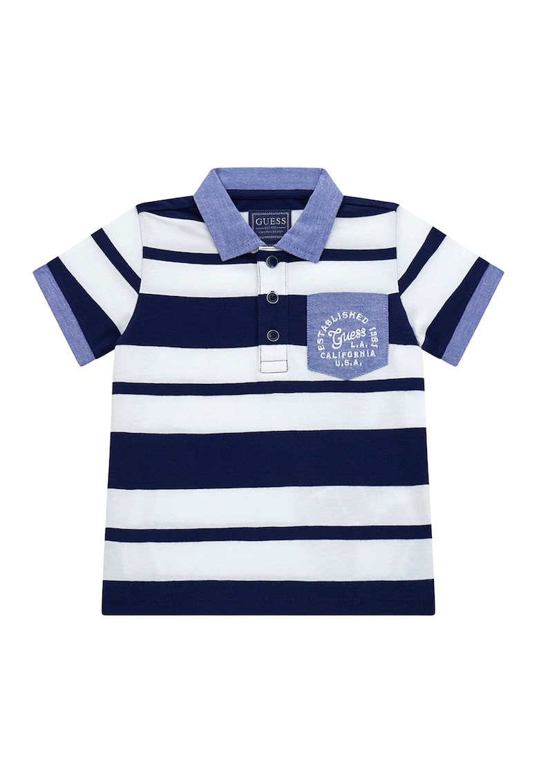 GUESS - Tricou polo cu model in dungi