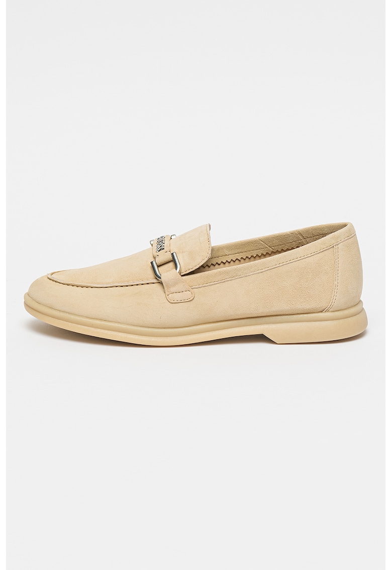 Pantofi loafer de piele intoarsa cu logo metalic