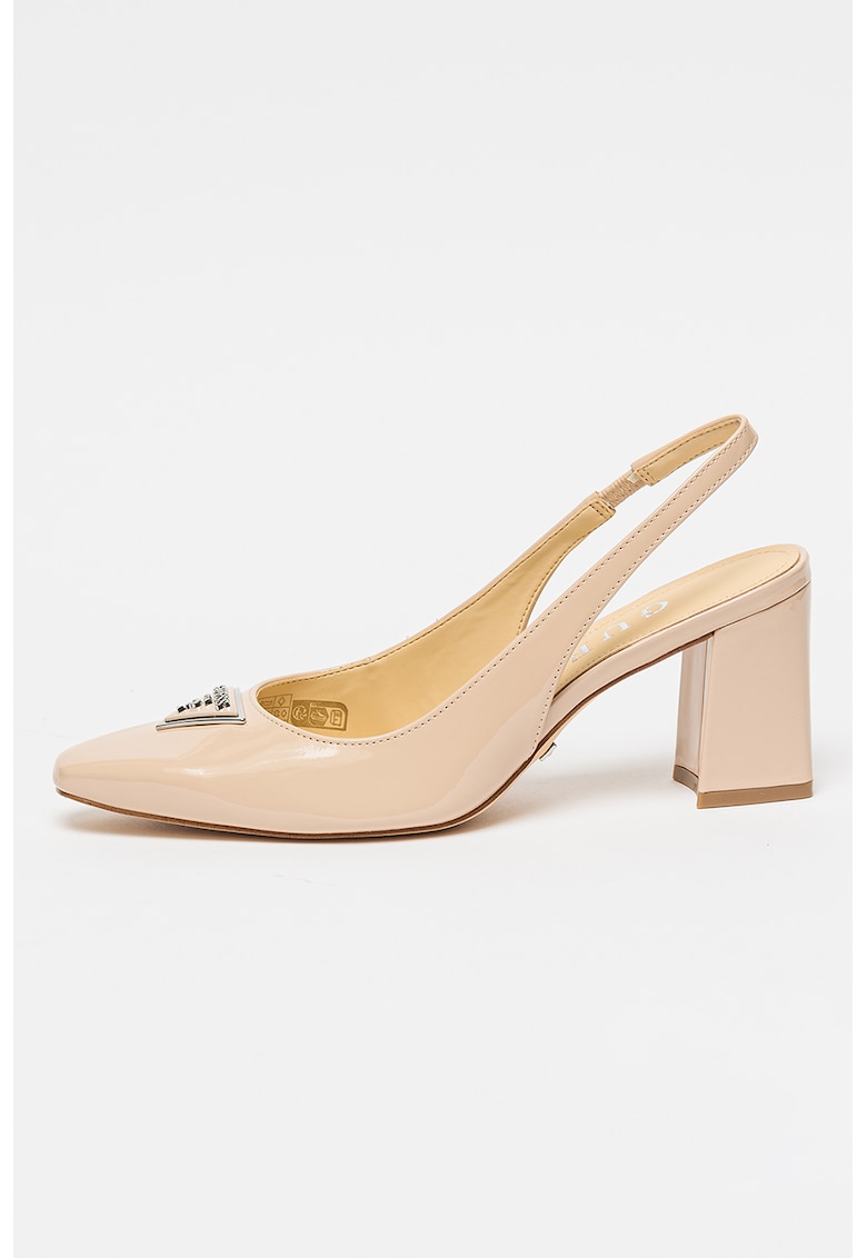 Pantofi slingback cu aspect lacuit