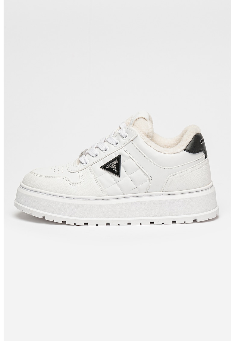 Pantofi sport din piele ecologica cu detalii logo - Alb optic