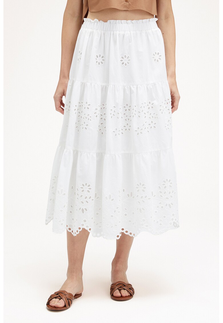 Fusta midi cu broderie