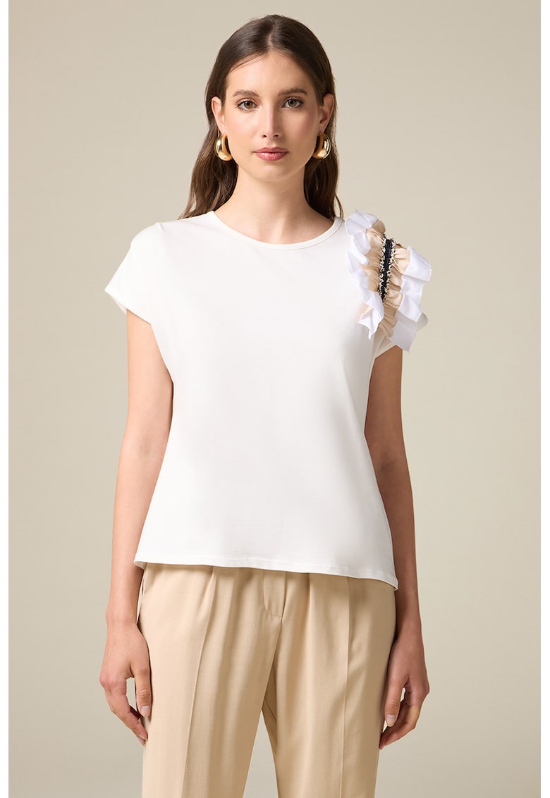 Tricou din amestec de bumbac cu volane