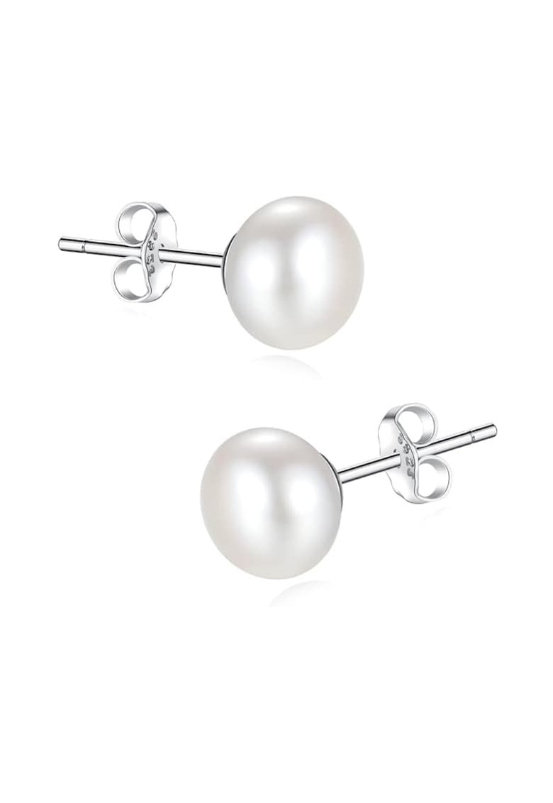 Cercei argint 925 cu perle naturale albe 7 - 5 mm - Argintiu