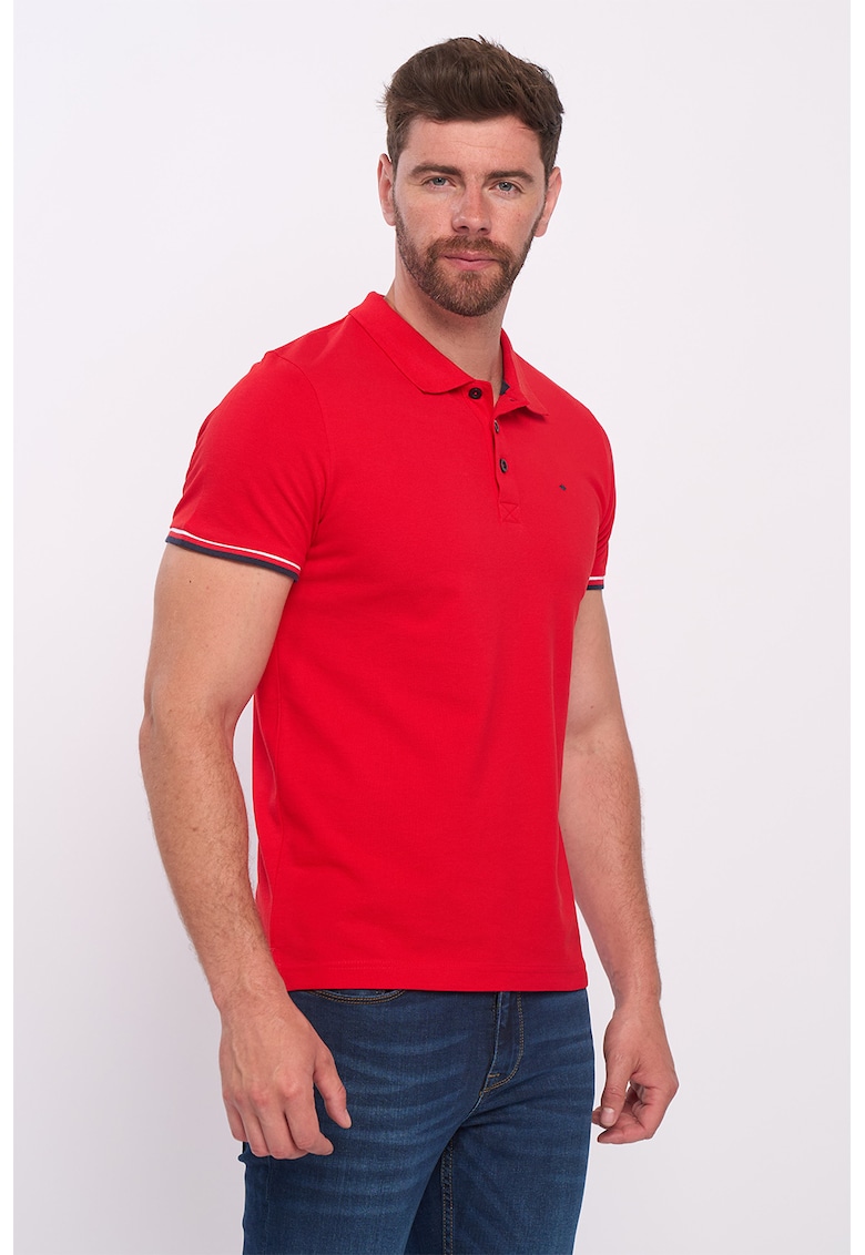 Tricou de bumbac cu decolteu polo