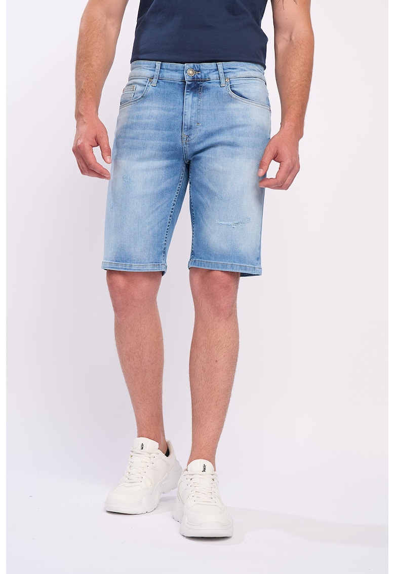 Bermude din denim cu aspect decolorat