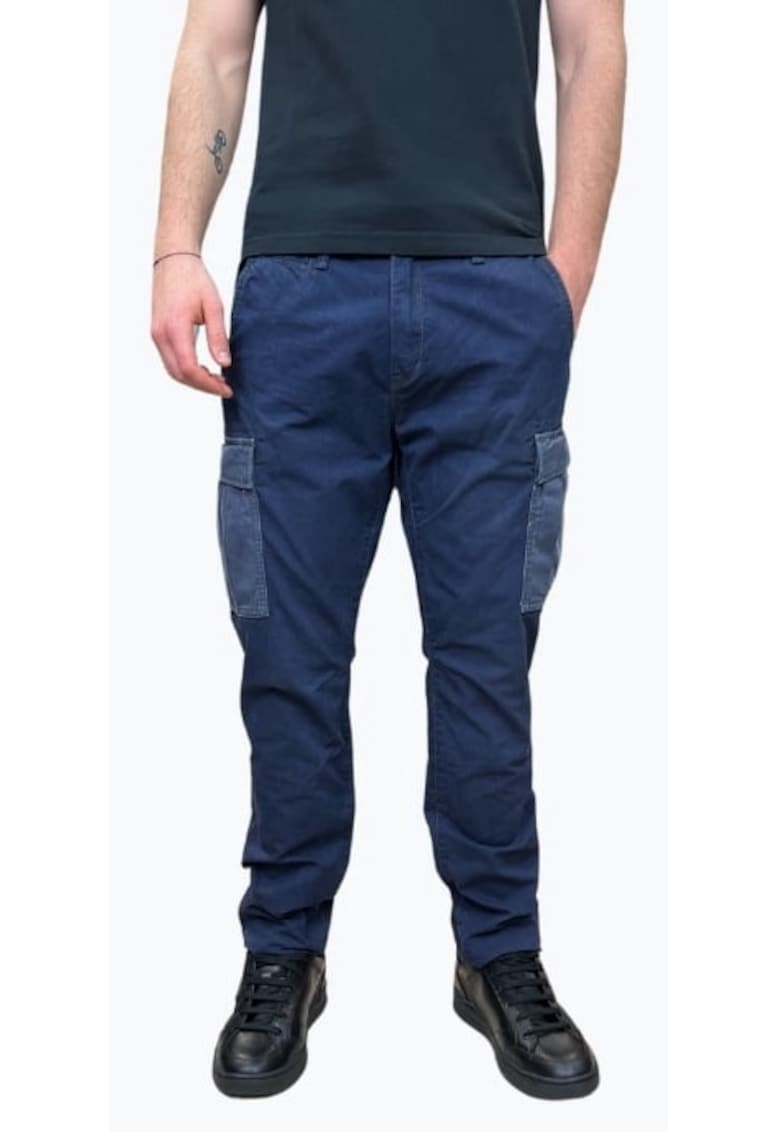 Pantaloni barbati Broome cu croiala Relaxed Slim Fit si aspect decolorat - Bleumarin deschis