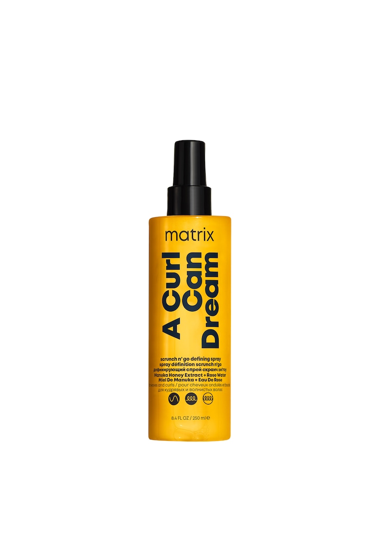 Spray pentru definire bucle A Curl Can Dream Scrunch N' Go cu textura lejera pentru parul ondulat - contine extract de miere de manuka si apa de trandafiri - ofera protectie termica si ati frizz pana la 48h - 250ml