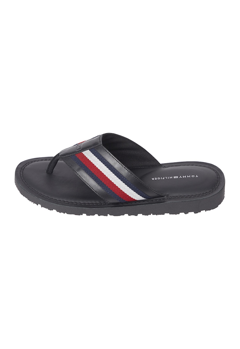 Papuci flip-flop de piele cu logo