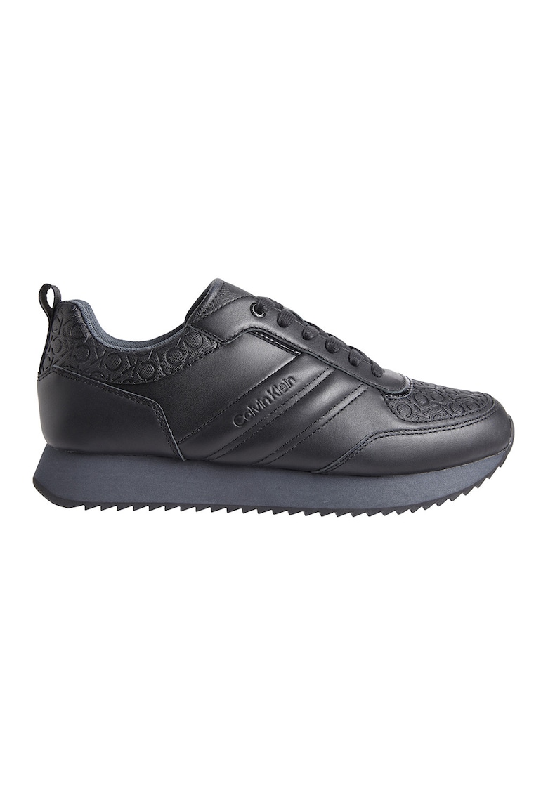 Pantofi sport de piele cu model logo stantat