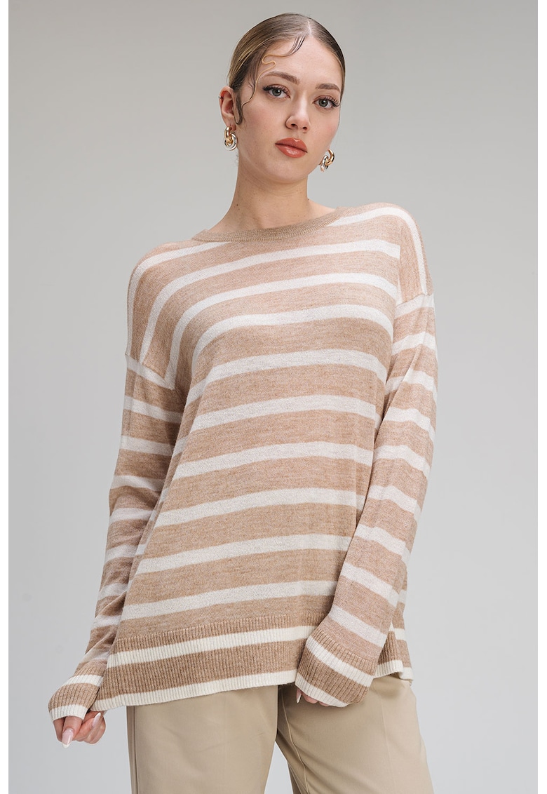 Pulover din amestec de lana cu model in dungi Plata