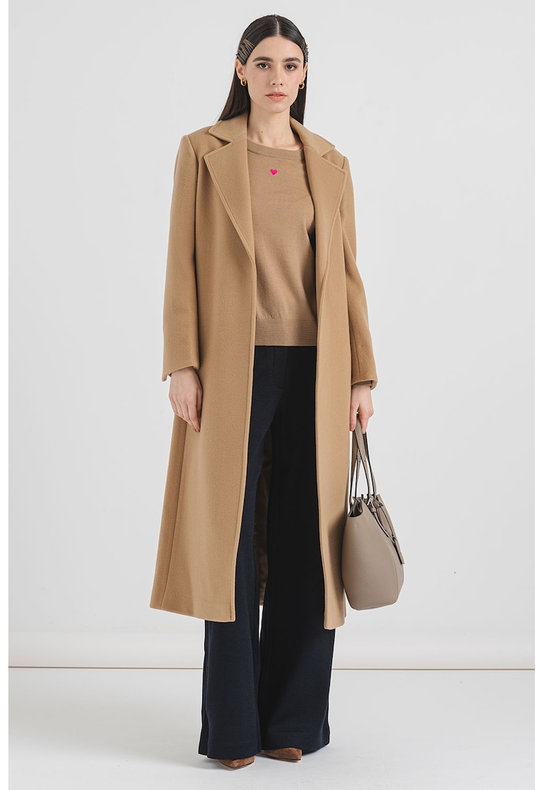 Palton din lana cu cordon in talie Longrun