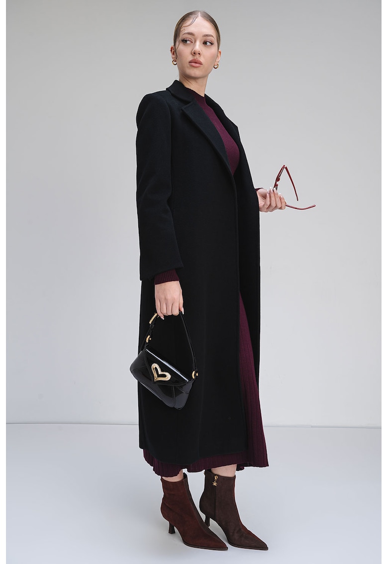 Palton din lana cu cordon in talie Longrun