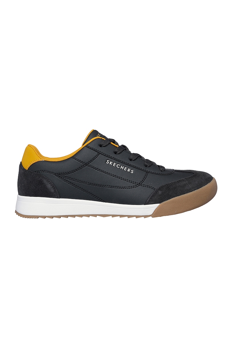 Pantofi sport de piele ecologica si piele intoarsa - Negru/Galben