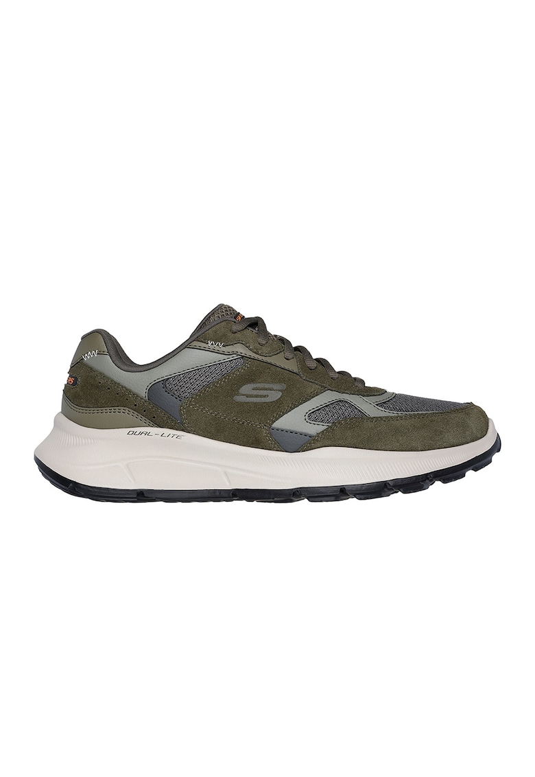 Pantofi sport cu insertii de piele intoarsa - Verde masliniu