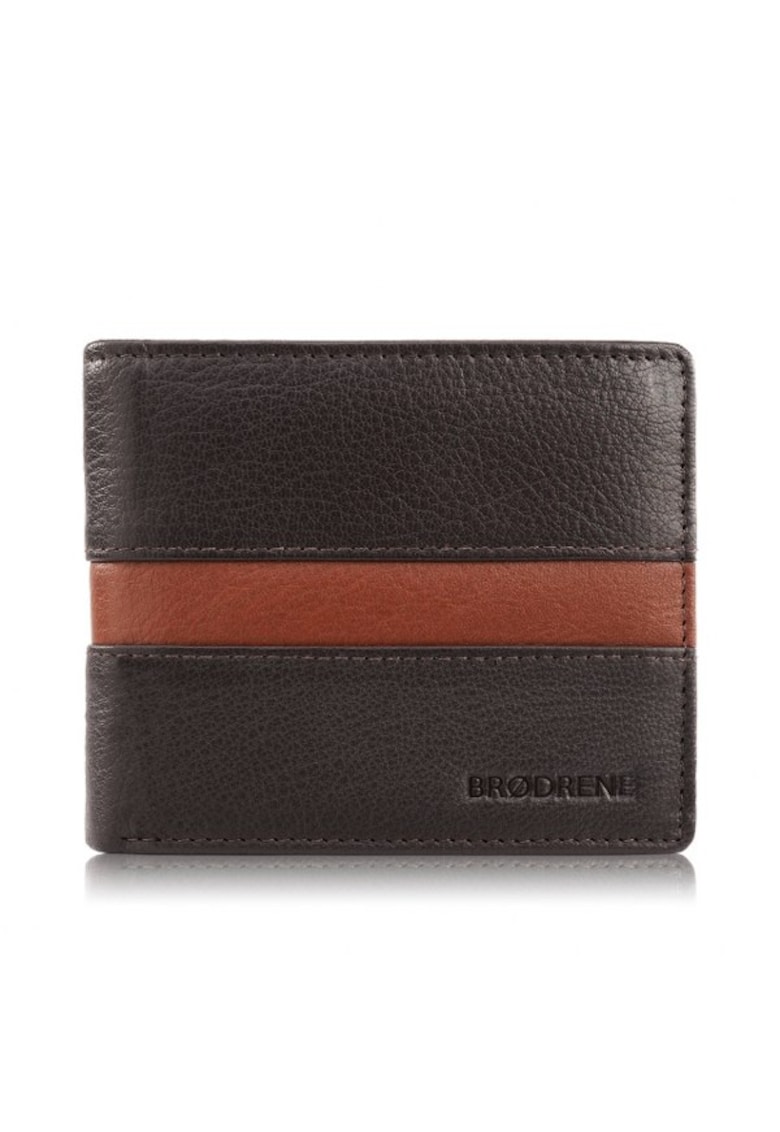 Portofel din piele pentru barbati - Brodrene G-95 - 11x9 - 5x2 - 5 RFID Maro