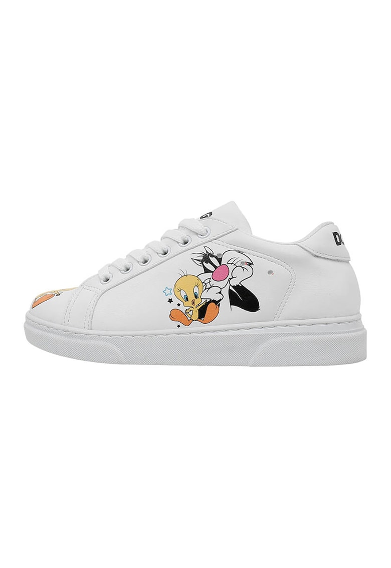 Pantofi sport din piele ecologica cu imprimeu cu desene animate Best Of Tweety And Silvester