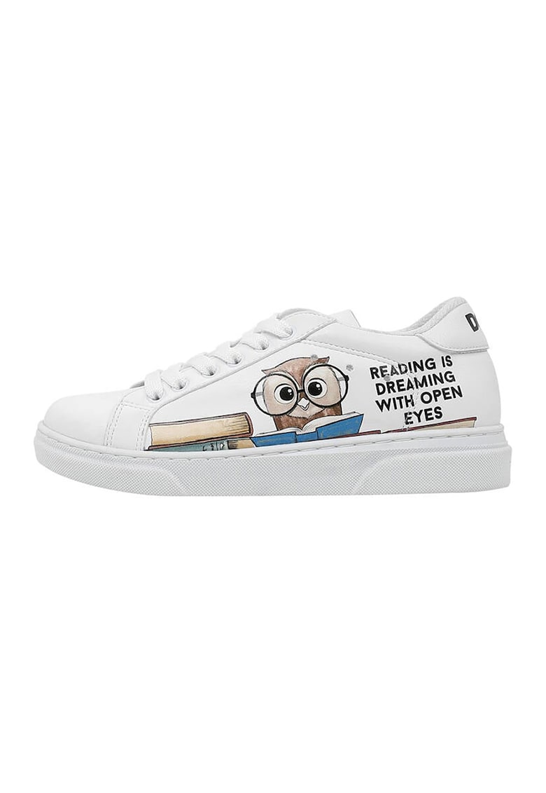 Pantofi sport din piele ecologica cu imprimeu The Wise Owl