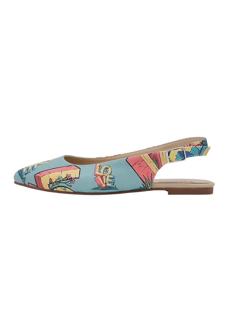 Balerini slingback din piele ecologica Love