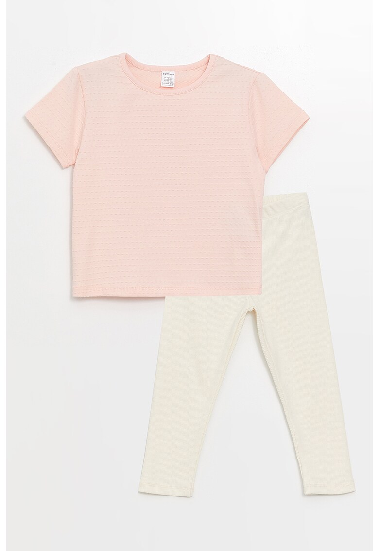 Set de colanti si tricou cu decolteu la baza gatului