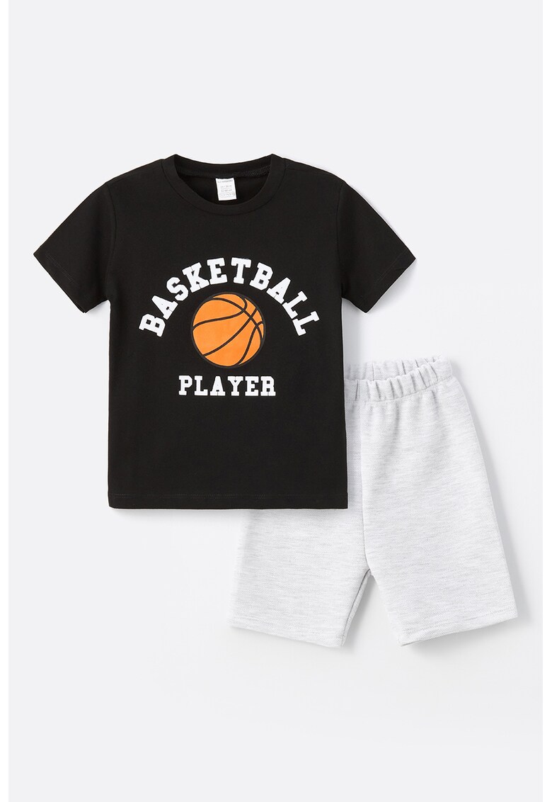 Set de tricou si pantaloni scurti cu imprimeu - 2 piese
