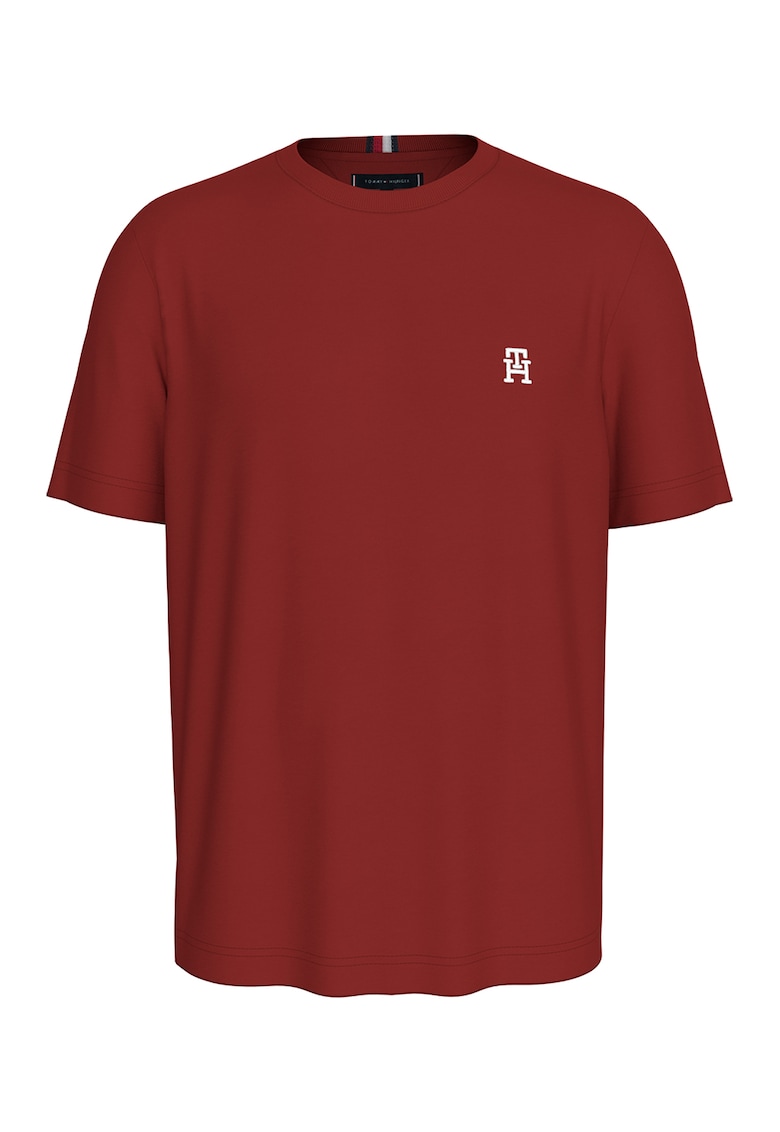 Tricou din bumbac cu decolteu la baza gatului