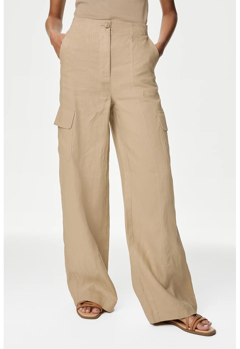 Pantaloni de in cu talie inalta