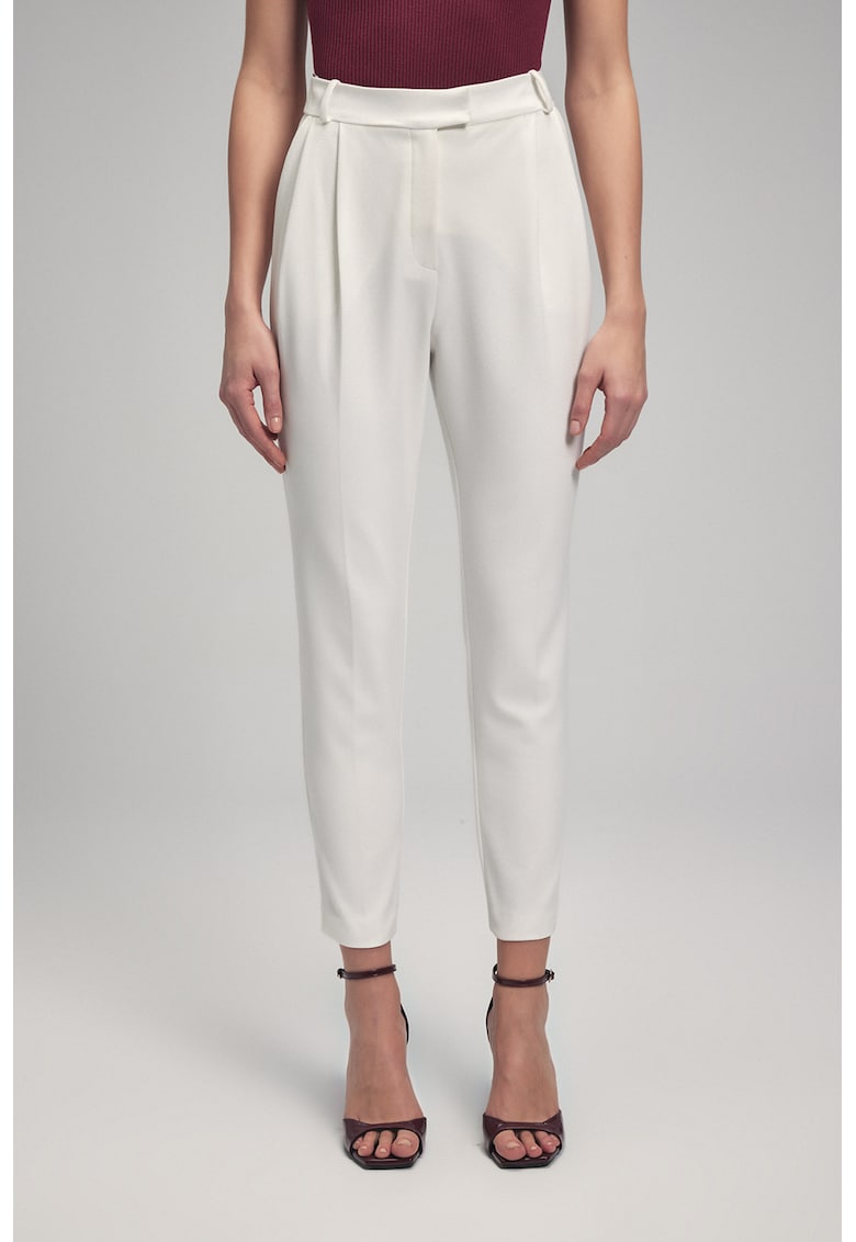 Pantaloni crop eleganti cu croiala conica