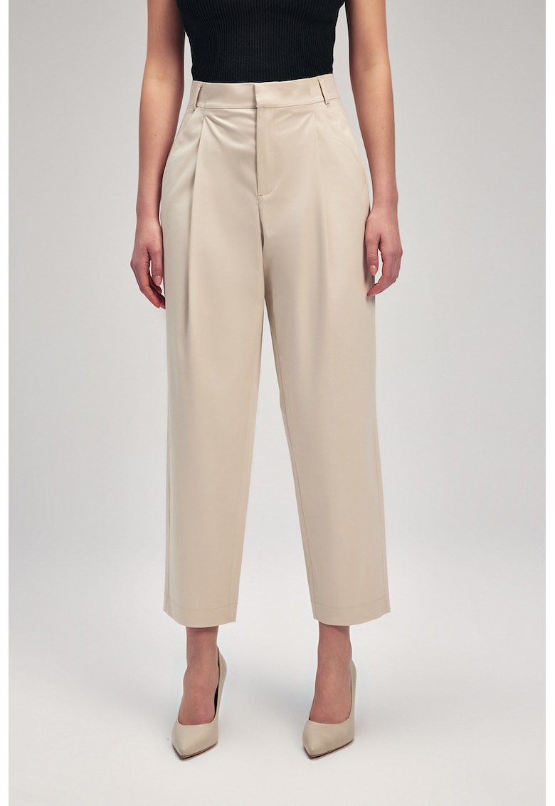 Pantaloni crop eleganti cu croiala conica