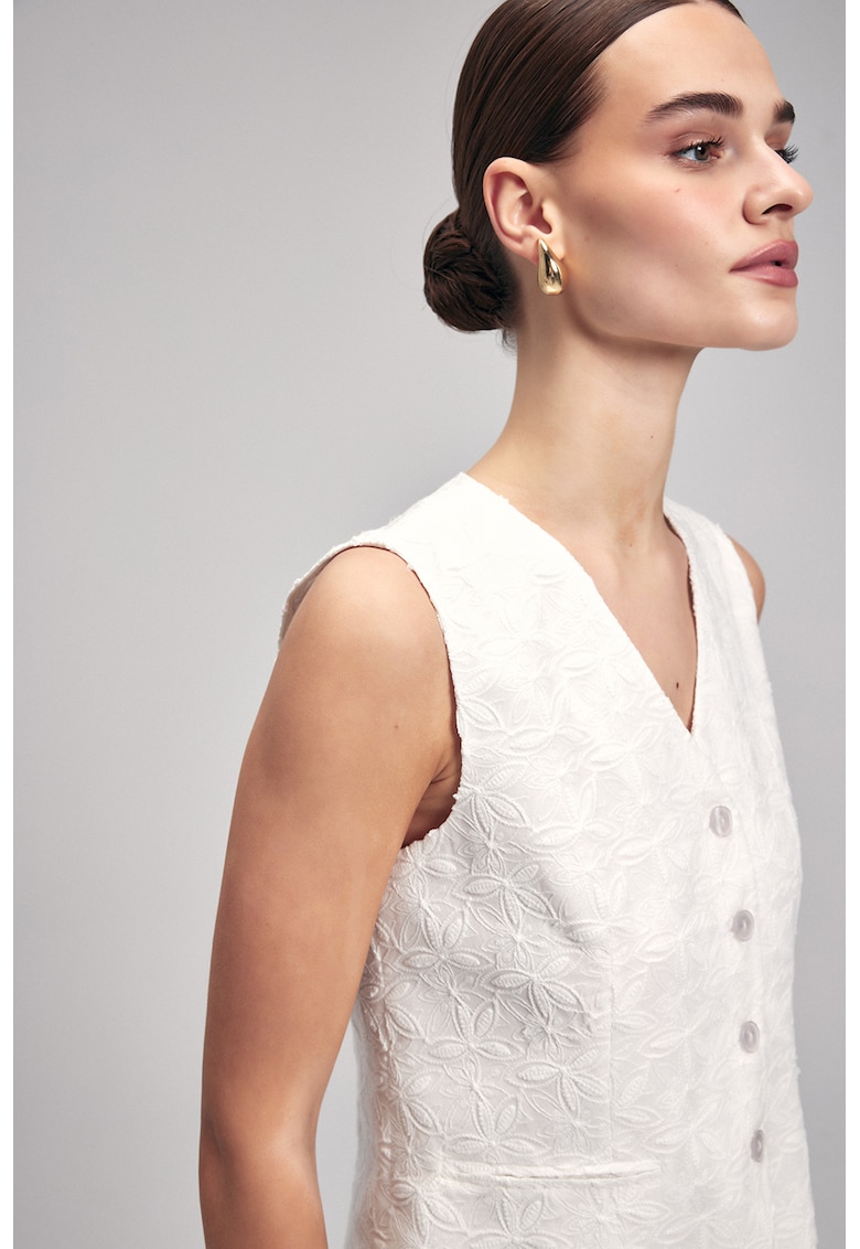 Vesta din amestec de bumbac cu model floral