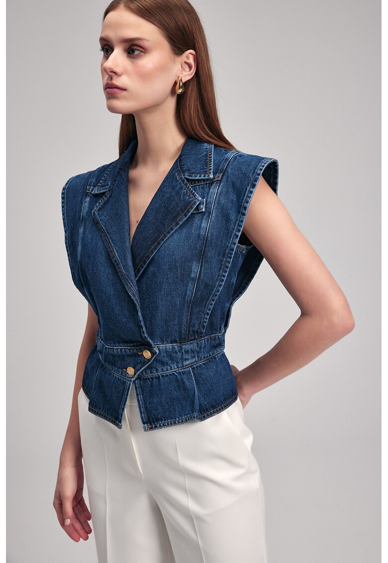 Vesta din denim cu revere