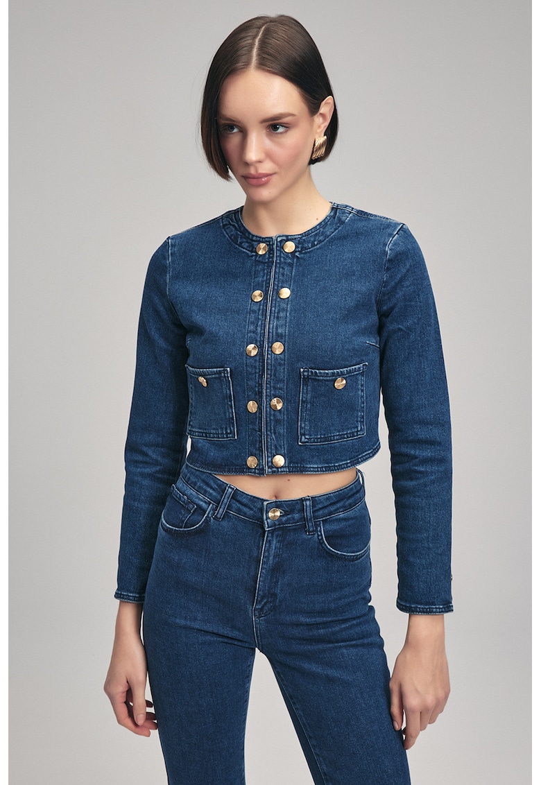 Jacheta crop de denim