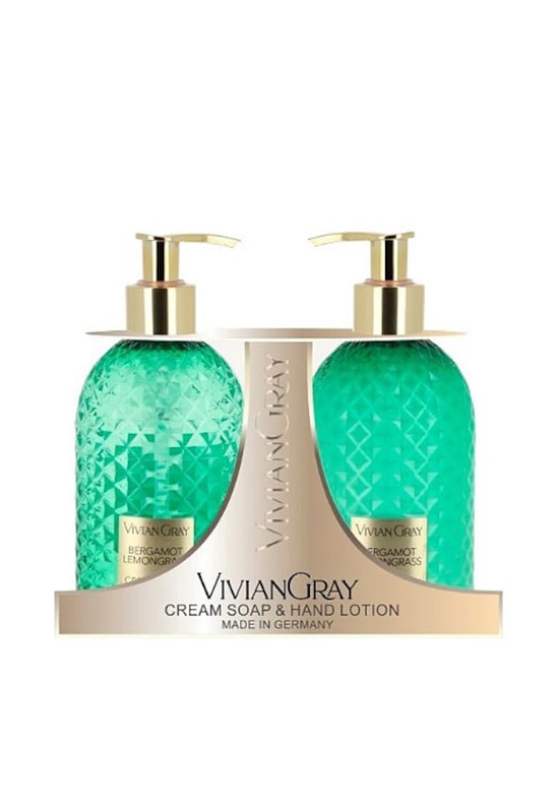 Set Sapun lichid Unisex Gemstone Green Lemongrass and Bergamota - 300 ml + Crema de maini - 300 ml