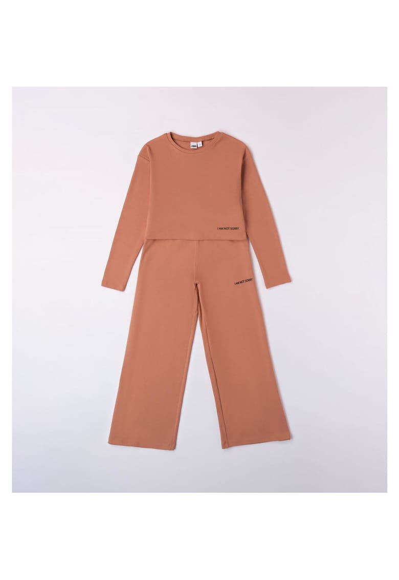 Compleu bluza top si pantaloni largi pentru fete - 4.7925 - Maro