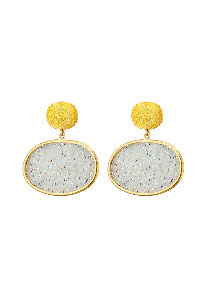 OXETTE Сребърни обеци с 18k злато – кристали и циркони за Жени OXETTE Сребърни обеци с 18k злато – кристали и циркони за Жени
