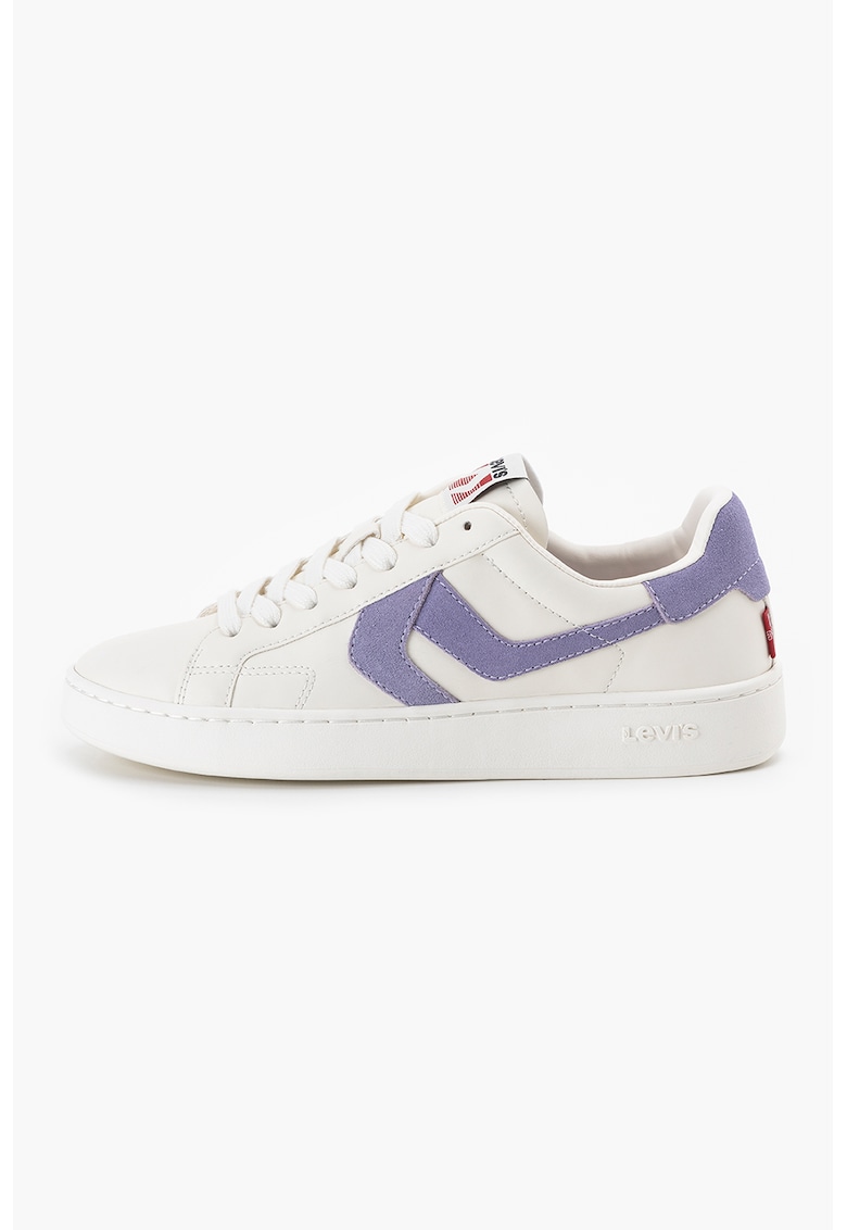 Pantofi sport low-cut de piele ecologica - Violet deschis/Alb murdar