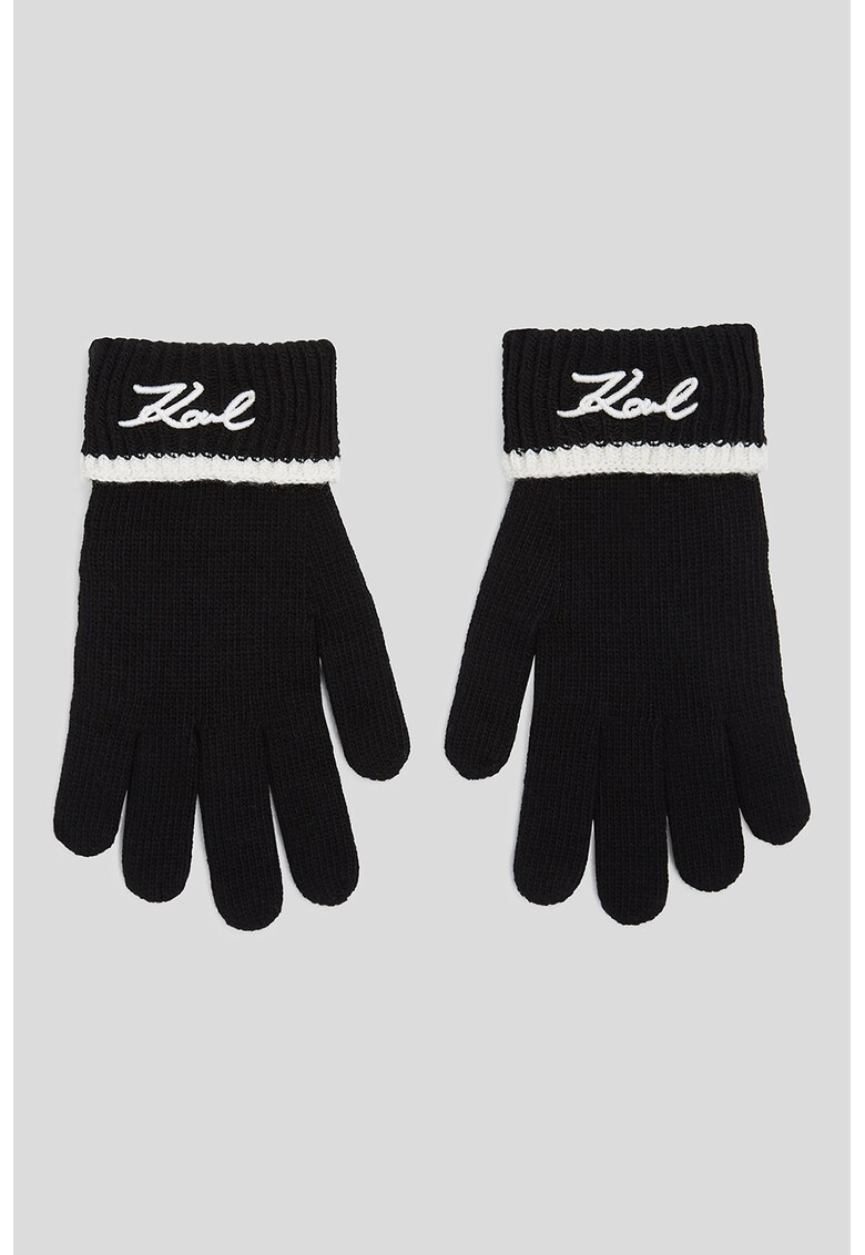 Manusi cu logo brodat Signature - Alb/Negru