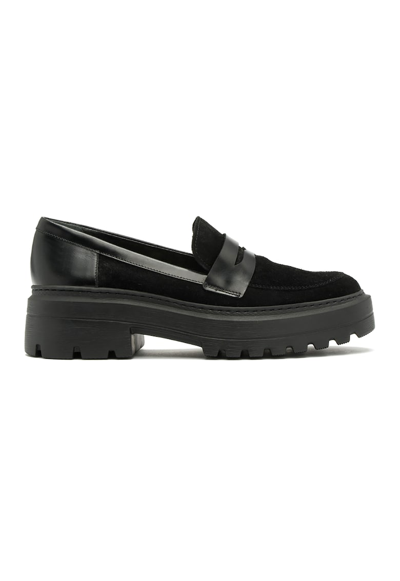 Pantofi loafer de piele cu aspect masiv