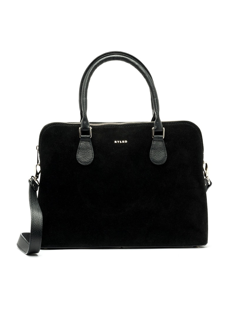 Geanta de piele cu bareta de umar si aspect texturat