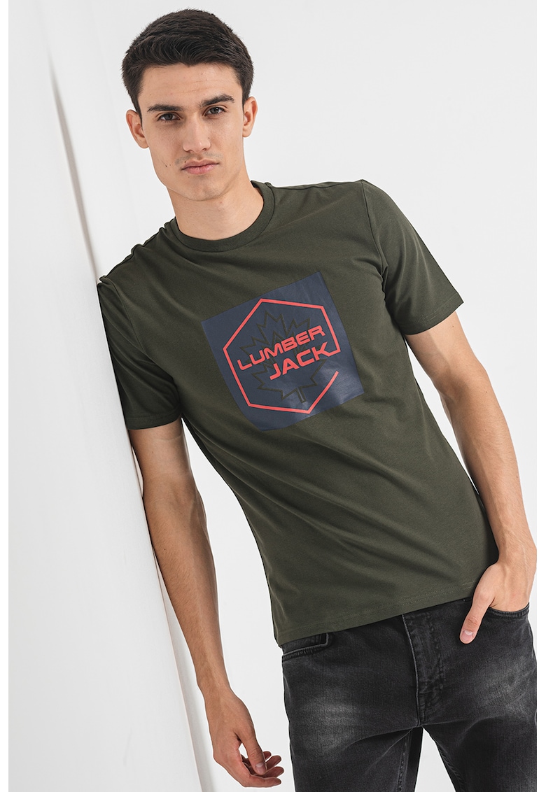 Tricou cu decolteu la baza gatului si imprimeu logo