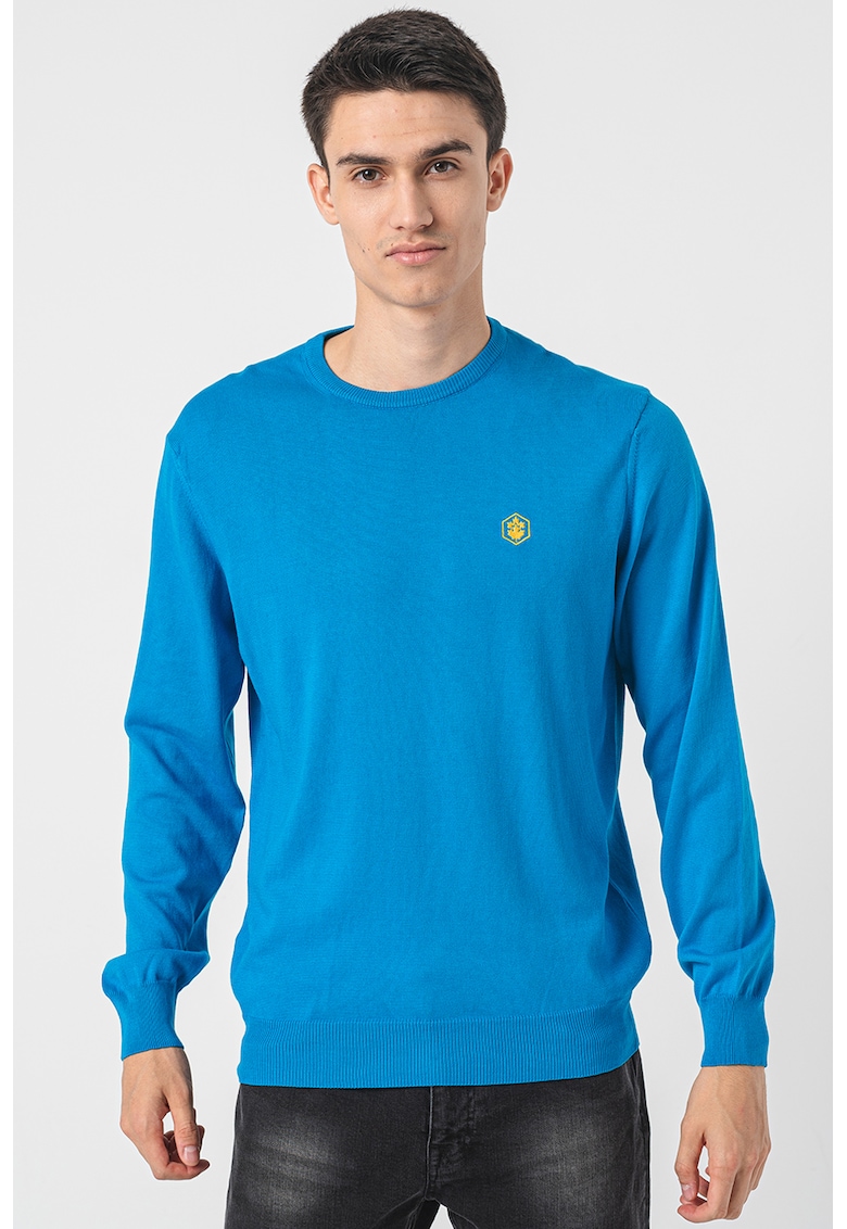 Pulover din amestec de lana cu decolteu la baza gatului