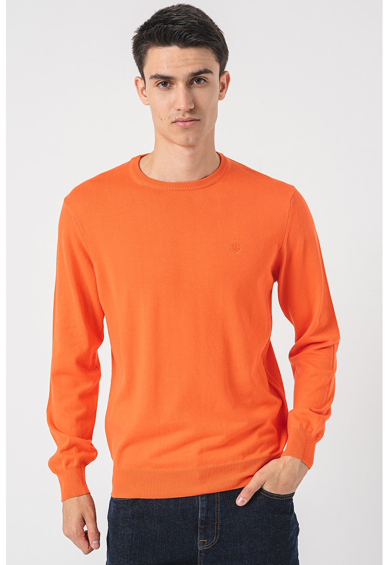 Pulover din amestec de lana cu decolteu la baza gatului