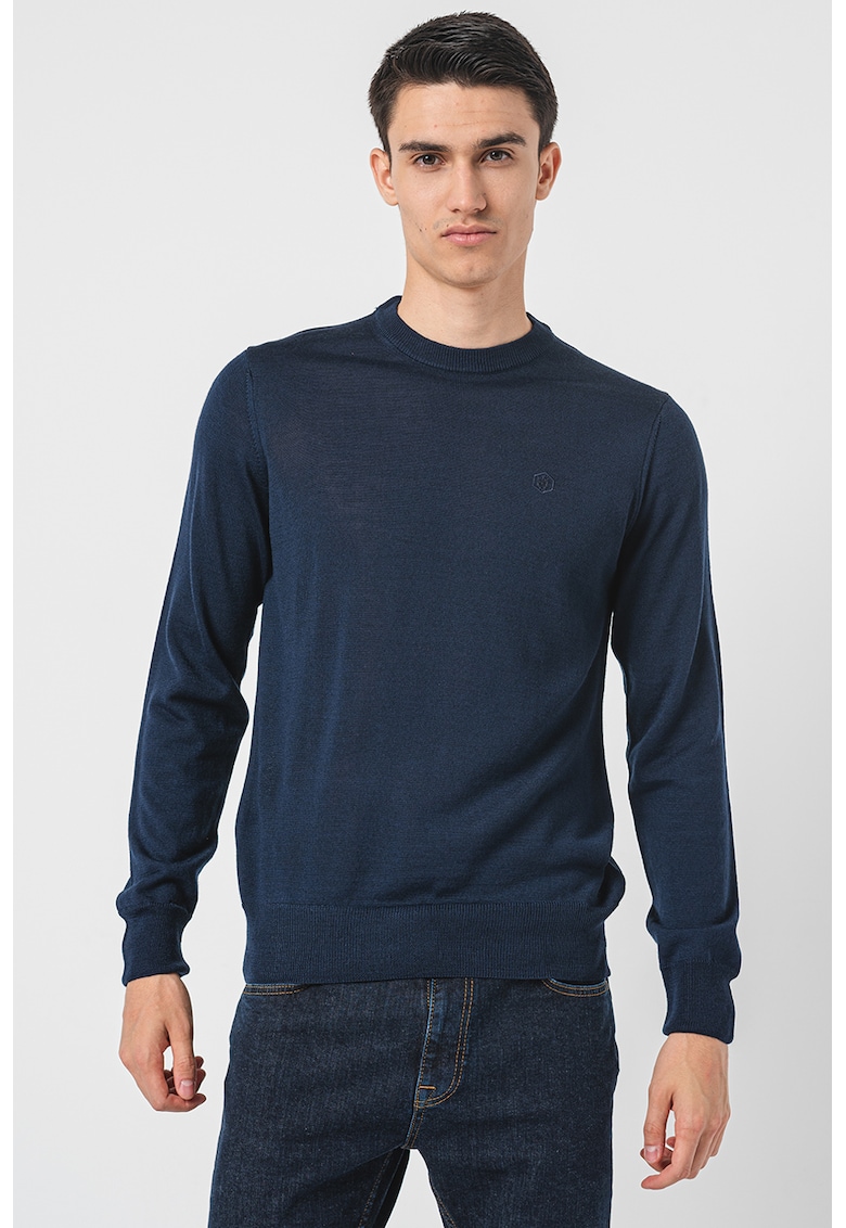 Pulover tricotat fin din amestec de lana