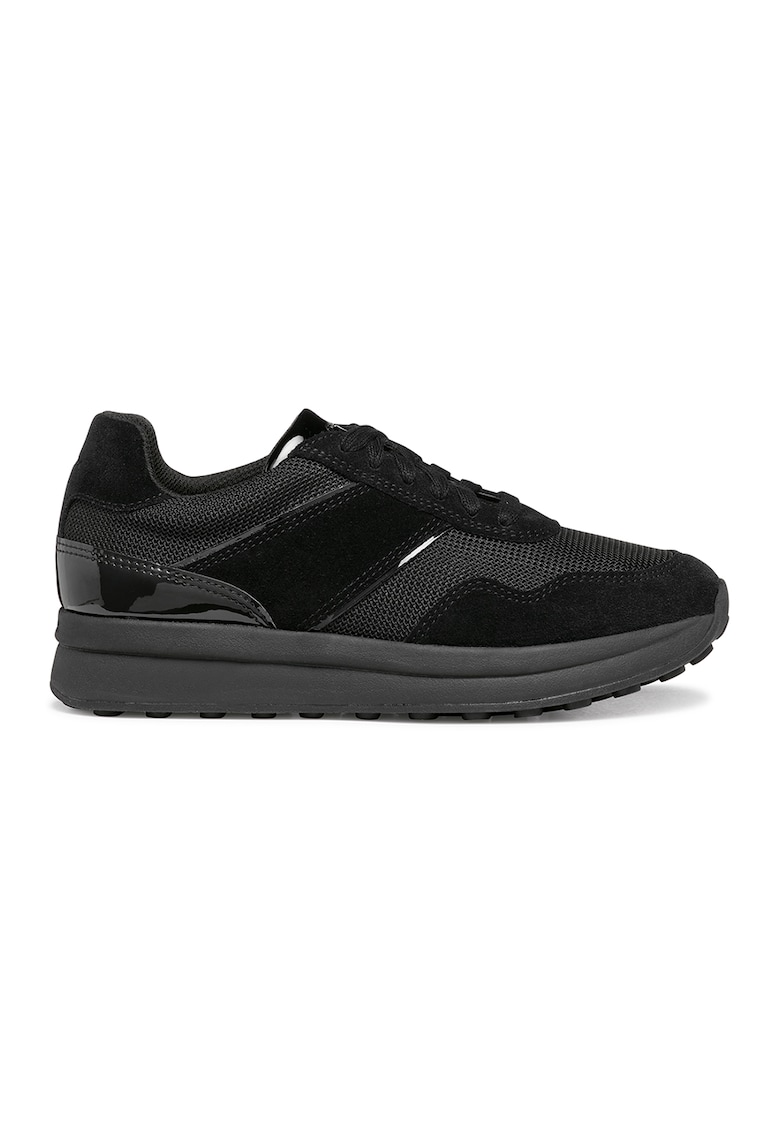 Pantofi sport low-cut cu garnituri de plasa si piele intoarsa