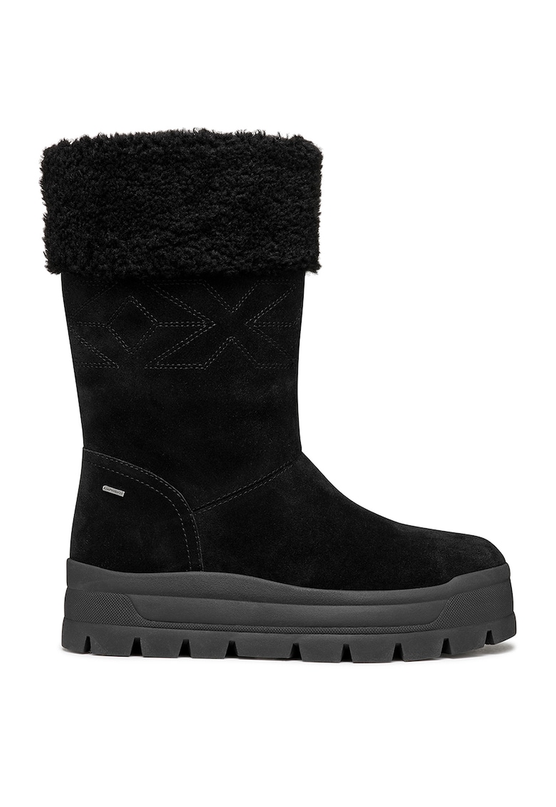 Cizme mid-calf impermeabile din piele intoarsa